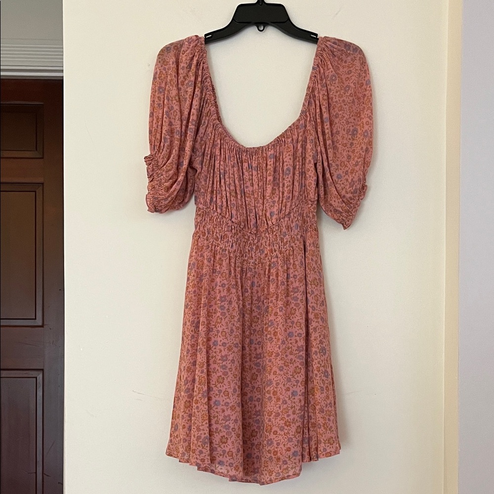 🌸💗 Spell & The Gypsy Collective Pink Floral Puff-Sleeve Dress – Size Small 💗🌸